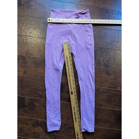 Gymshark Leggings Womens Size XS Pink Crossover Waistband Pockets Logo - Picture 4 of 6